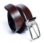 Cinto Dupla Face Masculino em Couro Cafe e Preto 3 cm Wallidel 