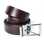 Cinto Dupla Face Masculino em Couro Cafe e Preto 3 cm Wallidel 