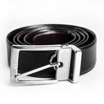 Cinto Dupla Face Masculino 3 cm em Couro Preto e Cafe Wallidel
