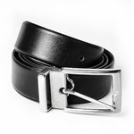 Cinto Dupla Face Masculino 3 cm em Couro Preto e Cafe Wallidel