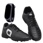 Kit Chuteira Confort Futebol para Grama Preto e Branco + Relogio DIGITAL