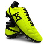Chuteira Para Campo com Trava Profissional Reforçada Verde Limão A7
