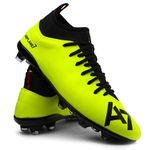 Chuteira Campo Trava Profissional Cano Reforçada Verde Limão A7