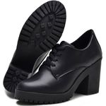 Bota Feminina Preto Fosco Confort Sola Tratorada com Salto com Ziper D'Mazons
