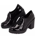 Bota Feminina Com Salto Verniz Preto Confort com Ziper D'mazons