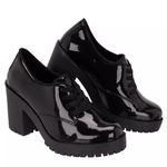 Bota Feminina Com Salto Verniz Preto Confort com Ziper D'mazons