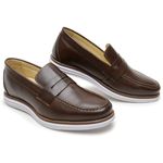 Mocassim Sapatilha Masculina Couro Marrom Dockside Esporte Fino D'Mazons