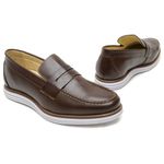 Mocassim Sapatilha Masculina Couro Marrom Dockside Esporte Fino D'Mazons
