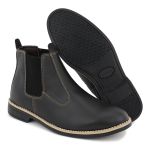 Botina Masculina Chelsea Couro Preto Confort Reforçada