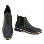 Botina Masculina Chelsea Couro Preto Confort Reforçada