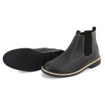 Botina Masculina Chelsea Couro Preto Confort Reforçada