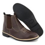 Botina Masculina Chelsea Bordada Couro MarromConfort Reforça