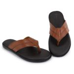 Chinelo Sandália Masculino Couro Marrom Claro Dedo Ortopédica Granado