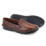 Sapatilha Mocassim Masculina Ortopédico Confort Couro Marrom Claro Granado