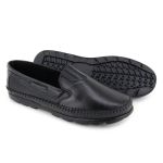 Sapatilha Mocassim Masculina Ortopédico Conforto Couro Preto Granado