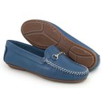 Mocassim Feminino Moderno Confort Couro Azul 460 Granado