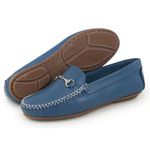 Mocassim Feminino Moderno Confort Couro Azul 460 Granado