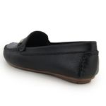 Mocassim Feminino Moderno Confort Couro Preto Granado