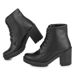 Bota Coturno Feminino Confortavel Preto com Salto Logo do Serrado
