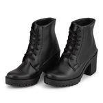 Bota Coturno Feminino Confortavel Preto com Salto Logo do Serrado
