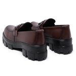 Mocassim Feminino Marrom Couro Confort Sola Tratorada Moderno Strak