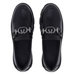 Mocassim Feminino Preto Couro Confort Sola Tratorada Moderno Strak