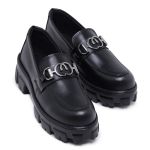 Mocassim Feminino Preto Couro Confort Sola Tratorada Moderno Strak