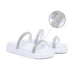 Sandália Papete Feminina Slide Branco Brilhante Qualidade