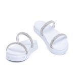 Sandália Papete Feminina Slide Branco Brilhante Qualidade