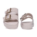 Sandália Papete Feminina Slide Branca com Fivelas