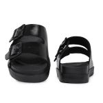 Sandália Papete Feminina Slide Preta com Fivelas