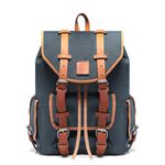 Mochila Casual Mala Viagem Resistente a Agua e Divisória Notebook em Lona e Couro - Azul Jeans