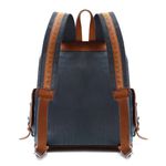 Mochila Casual Mala Viagem Resistente a Agua e Divisória Notebook em Lona e Couro - Azul Jeans