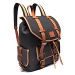 Mochila Casual Mala Viagem Resistente a Agua e Divisória Notebook em Lona e Couro - Preto