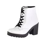 Bota feminina Verniz Branco Damason