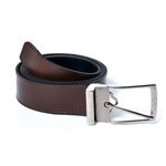 Kit Cinto Dupla Face Masculino em Couro Cafe e Preto 3 cm Tradicional + Sapato Social Sport Fino Masculino Couro Preto BR2 