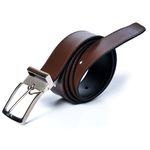 Kit Cinto Dupla Face Masculino em Couro Cafe e Preto 3 cm Tradicional + Sapato Social Sport Fino Masculino Couro Preto BR2 