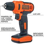 Parafusadeira Furadeira 12V Biv + 13 peças Black Decker LD12SP-BR