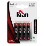 Pilha Alcalina Palito AAA LR03 1,5V (Blister Com 4 Pilhas) - Kian