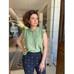Camisa Crepe Babado Verde Oliva