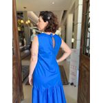 Vestido Longo Com Franzidos Azul