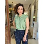 Camisa Crepe Babado Verde Oliva