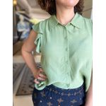 Camisa Crepe Babado Verde Oliva