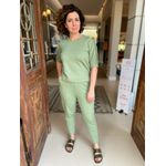 Blusa Malha Manga Prega Verde Oliva