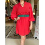 Vestido Curto Manga Pregas 