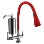 Torneira Para Cozinha de Parede Bica Móvel 168 C58 Red Duo Jet-Kimetais