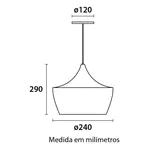 Pendente Alumínio Cone Largo Preto/Dourado Blumenau