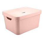 Caixa Organizadora Cube G 32 Litros Rosa Com Tampa Martiplast