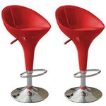 KIT 2 BANQUETA LOTUS COM ENCOSTO VERMELHA-MOR