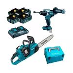 KIT MAKITA PARAFUSADEIRA/MOTOSERRA DUC353+DHP486+4BAT5AH+DC18SH+MPAC
